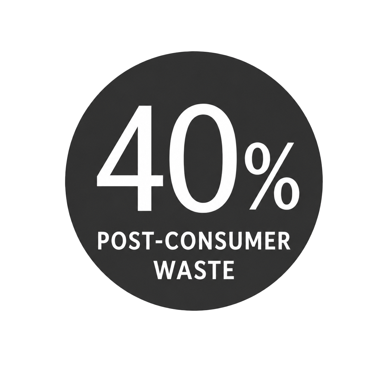 40% Post-consumer waste 40% Post-consumer waste