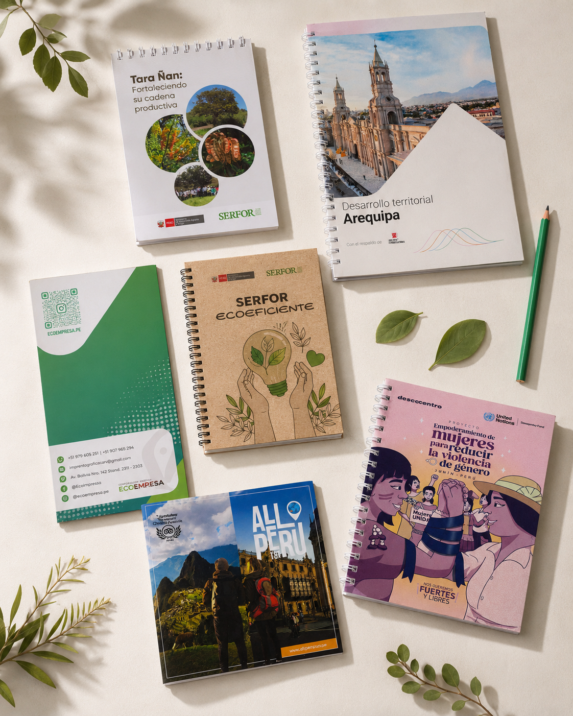 Conjunto de libretas y folders impresos